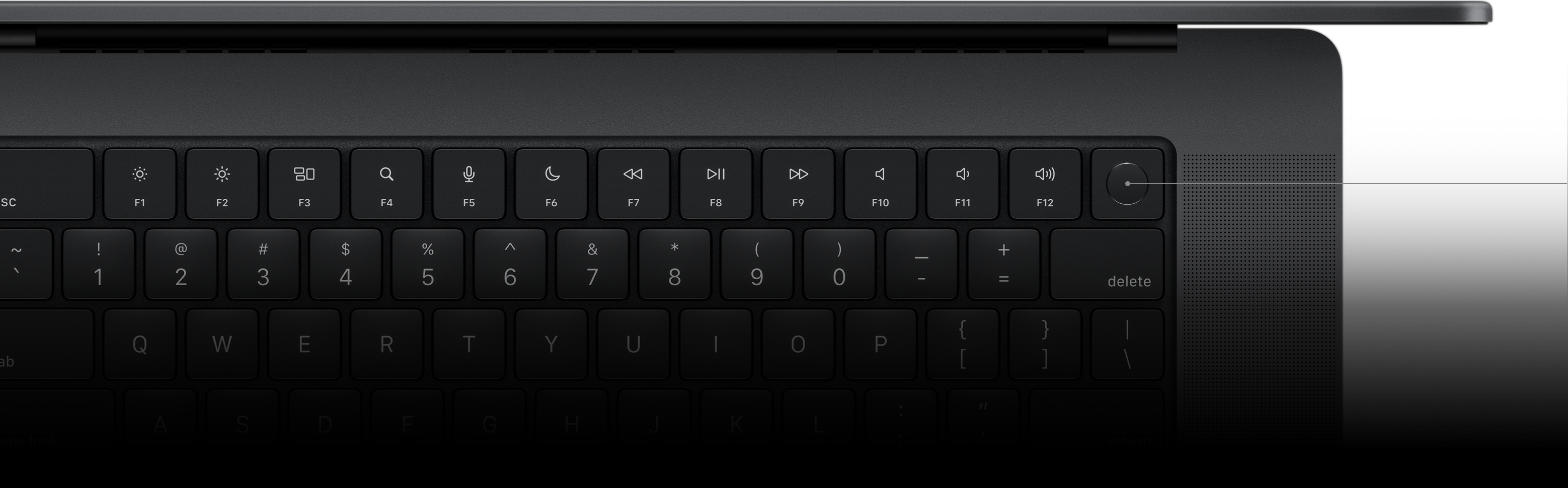 Pointer showing the Touch ID key on the Magic Keyboard.