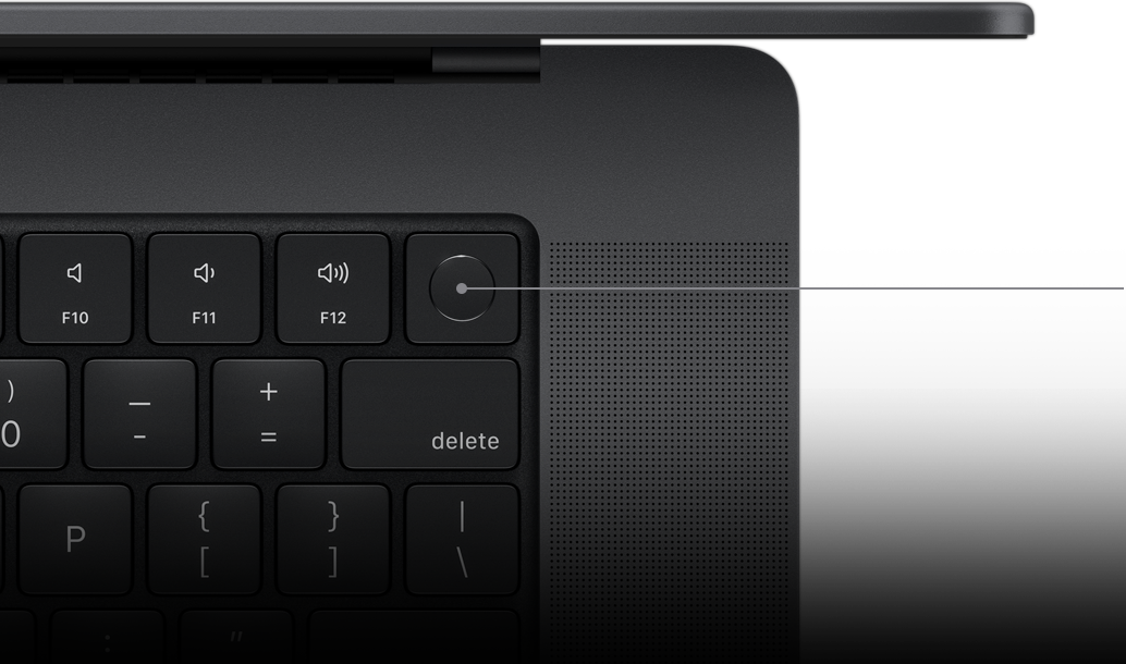 Pointer showing the Touch ID key on the Magic Keyboard.