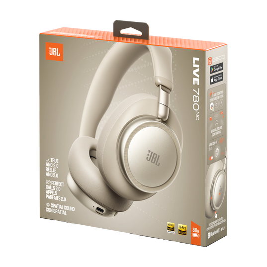 JBL Live780NC Over-Ear Wireless Headphones with Noise Cancellation - Champagne
