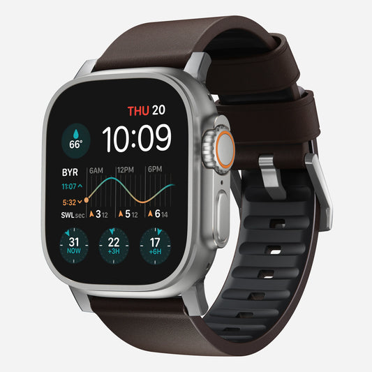 Nomad - Active Band Pro - Brown Leather / Silver Hardware - Large Watch