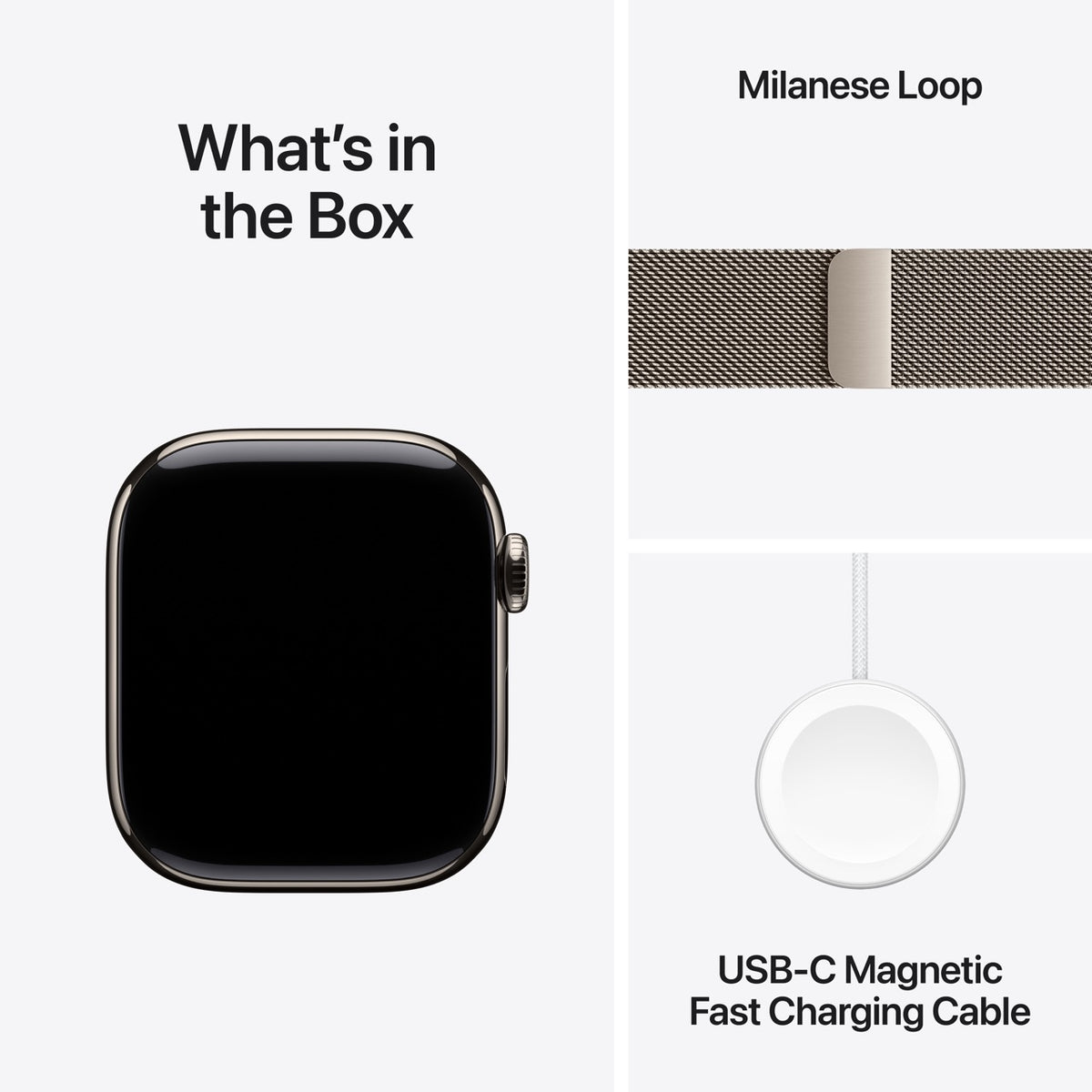 Apple Watch Series 10 42mm, GPS + Cellular, Natural Titanium Case with Natural Milanese Loop