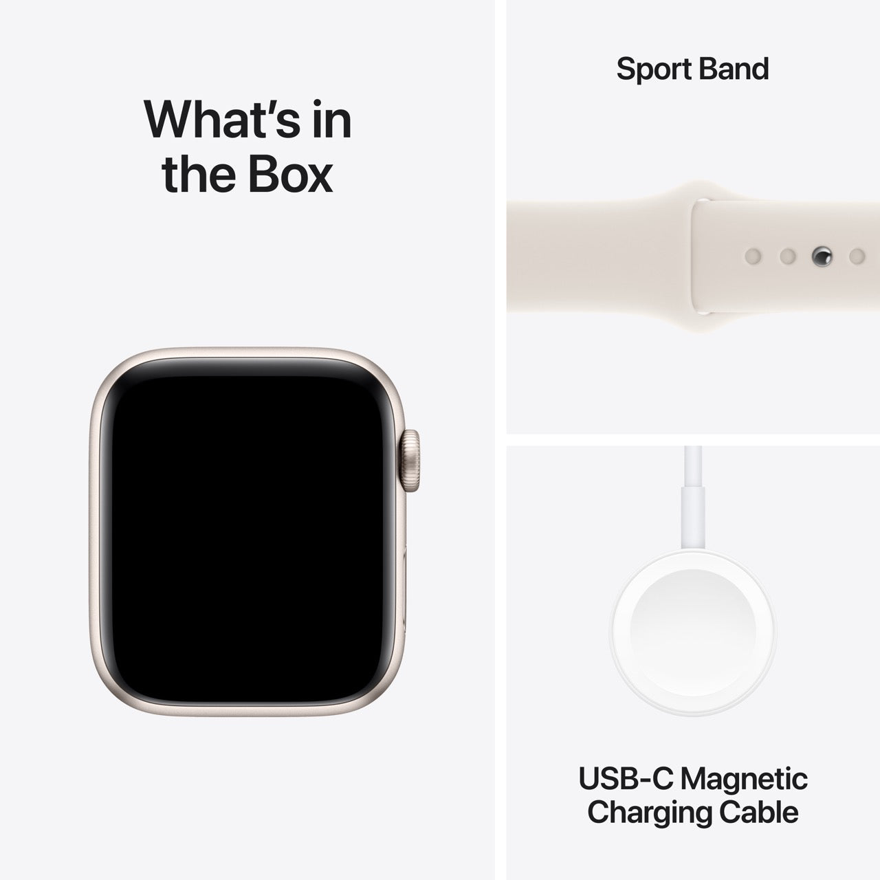 Apple Watch SE (2024) 44mm, GPS, Starlight Aluminium Case with Starlight Sport Band