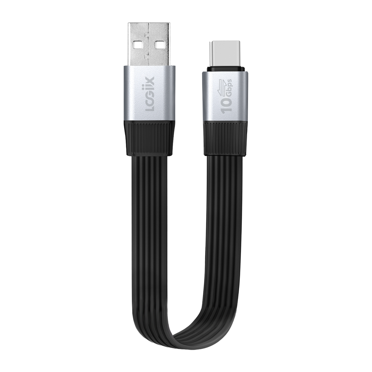 LOGiiX Flat Flex Pro 15cm USB-A to USB-C - Black