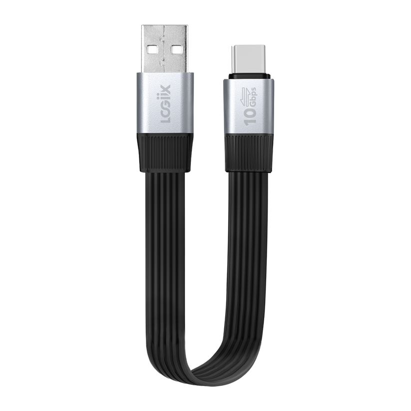 LOGiiX Flat Flex Pro 15cm USB-A to USB-C - Black