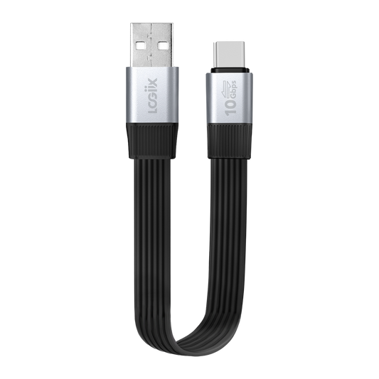 LOGiiX Flat Flex Pro 15cm USB-A to USB-C - Black
