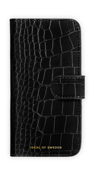 Ideal of Sweden Leather Folio Wallet for iPhone 18 Pro Max / 17 Pro Max - Black Croco