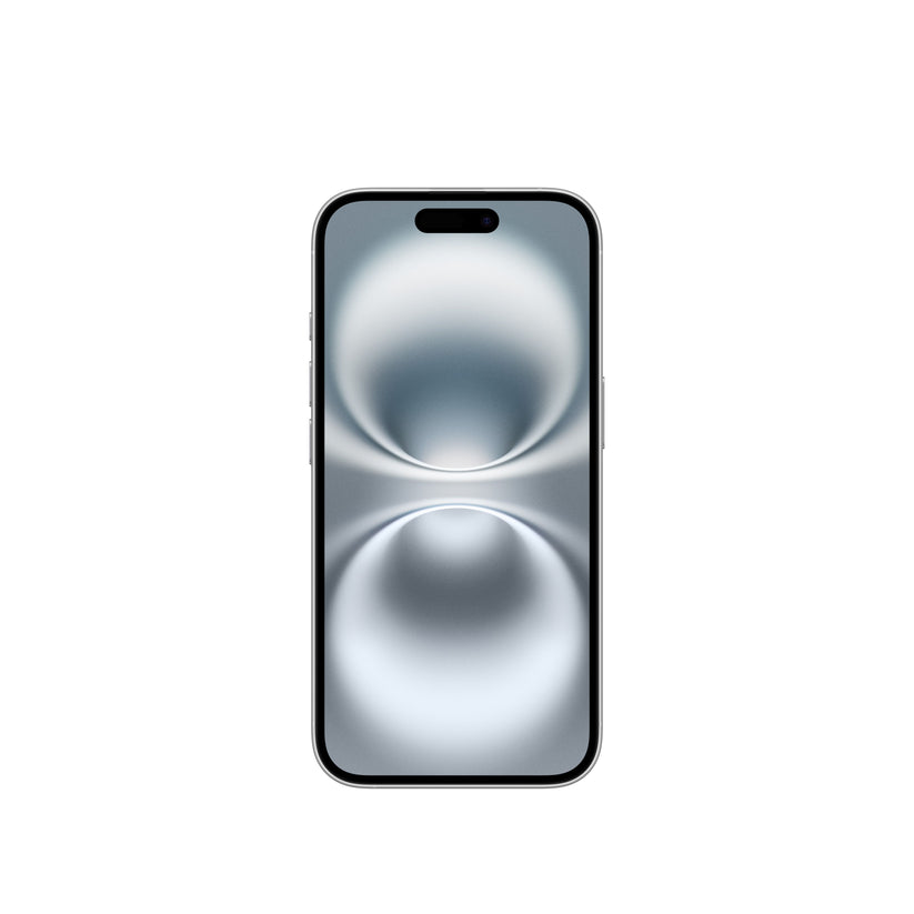 iPhone 16 128GB White front display view showing edge-to-edge screen w