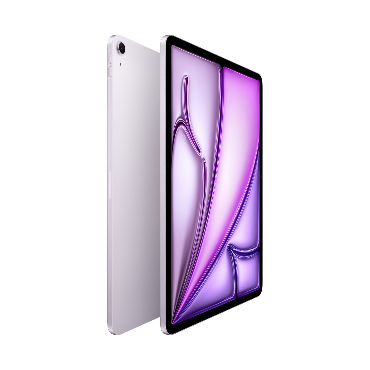 13-inch iPad Air Wi-Fi 128GB in Purple M3 shown in angled view displaying the front Liquid Retina display and slim rear aluminum design