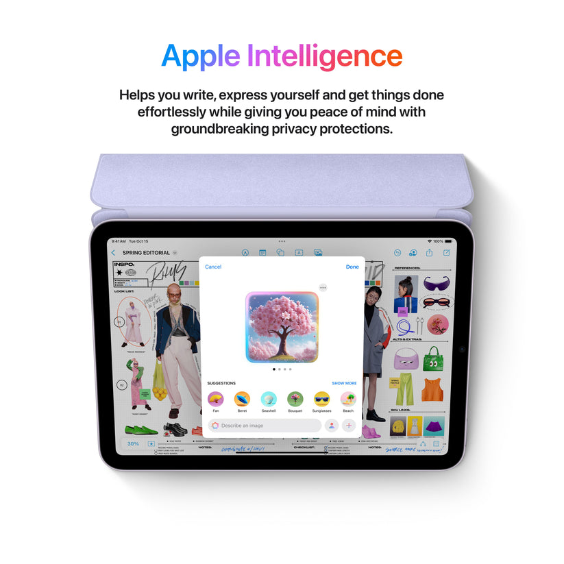 iPad mini displaying Apple Intelligence features on screen