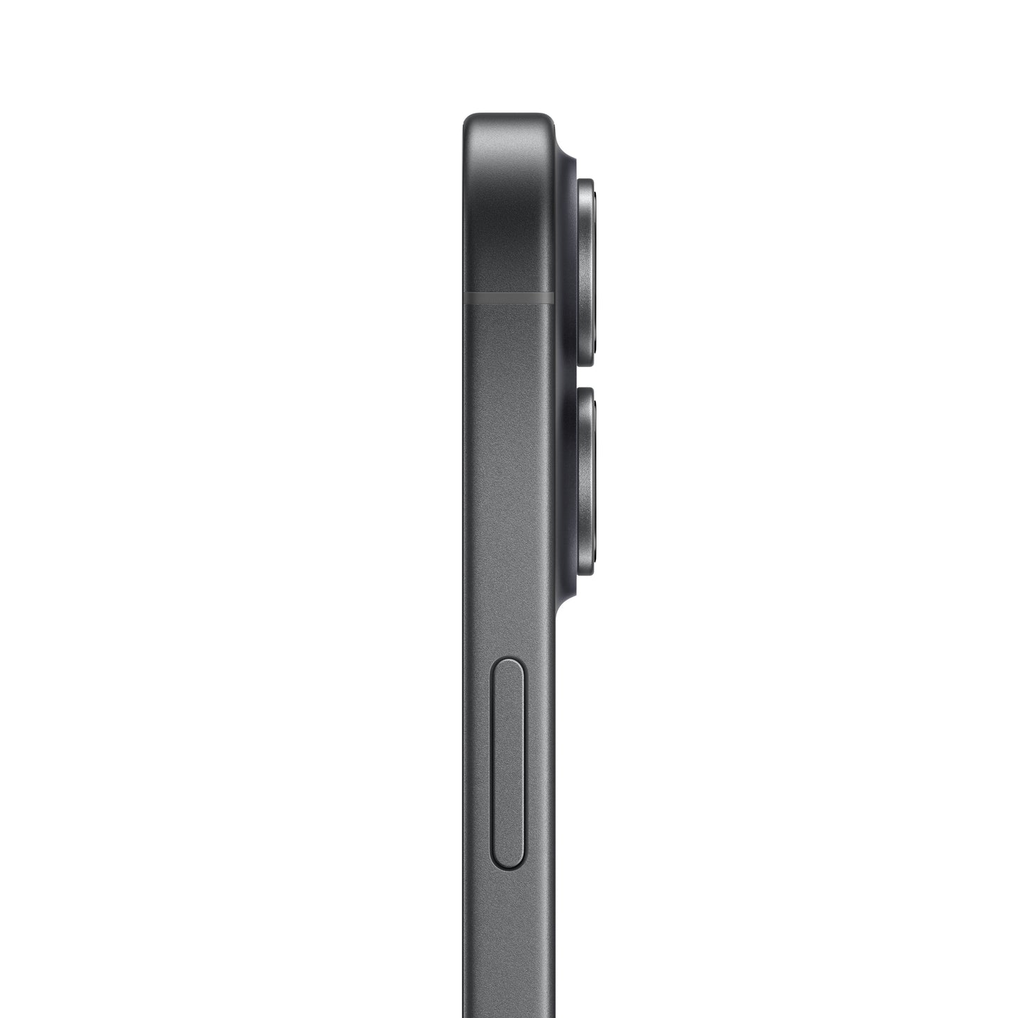 Side profile of iPhone 17 in Black showing dual-camera bump and slim design