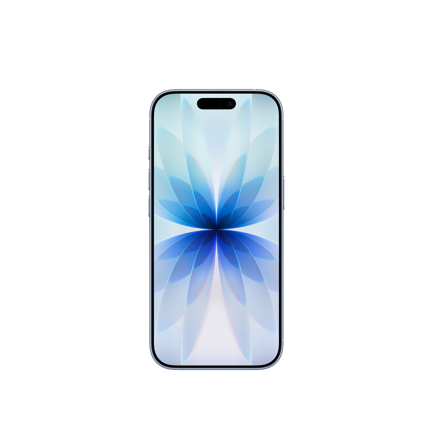 iPhone 17 in Mist Blue front display view
