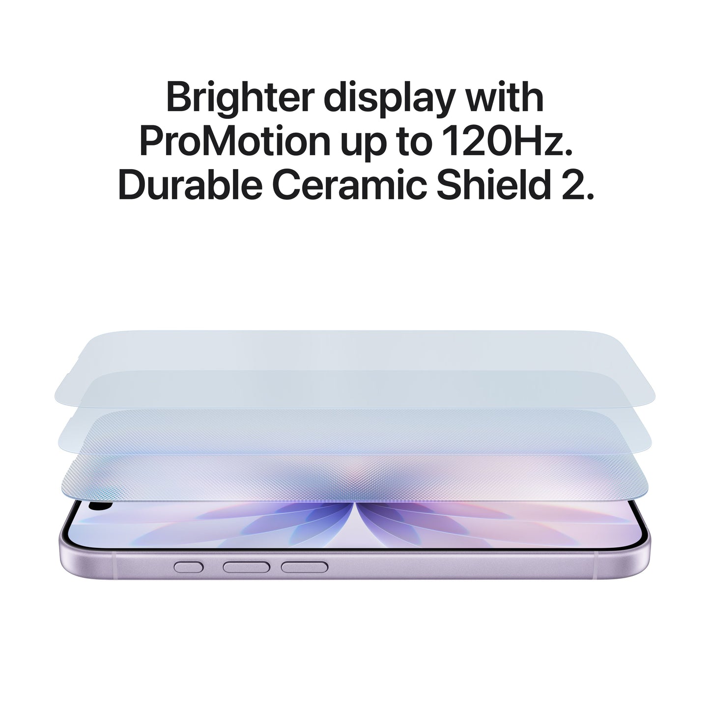 Side profile of iPhone 17 in Purple showing layered screen display