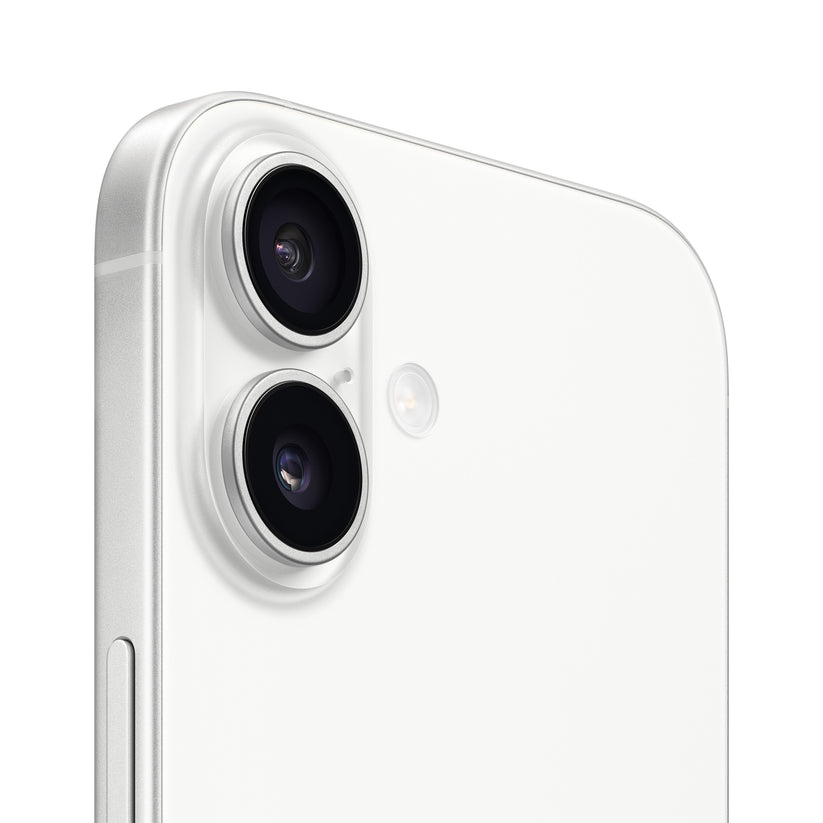 Close-up of iPhone 17 in White showing rear dual-camera system