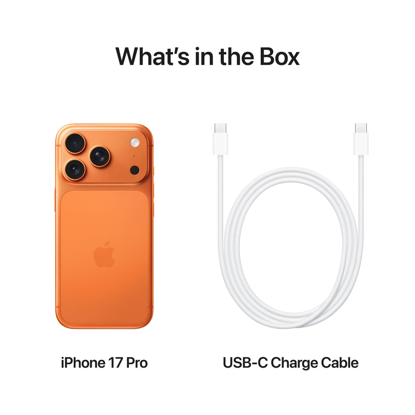 iPhone 17 Pro with USB-C charge cable included in the box
