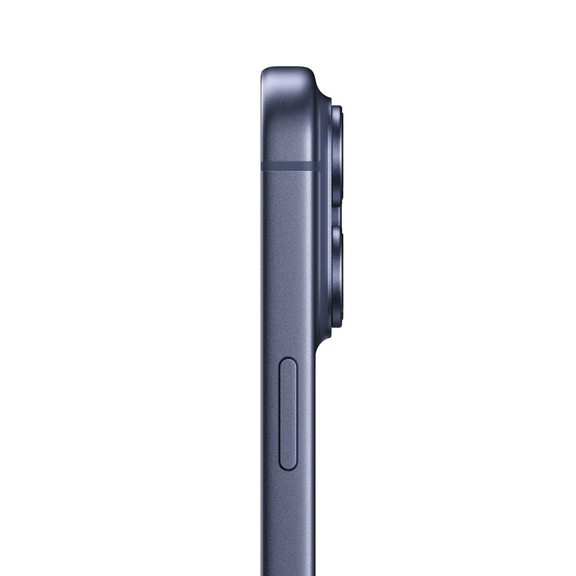 Side profile of iPhone 17 Pro in Deep Blue showing slim design