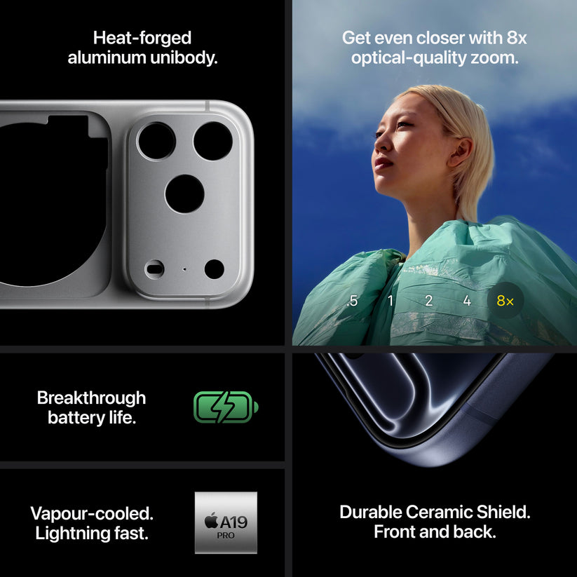 iPhone 17 Pro lineup showing multiple color options with front and rear views