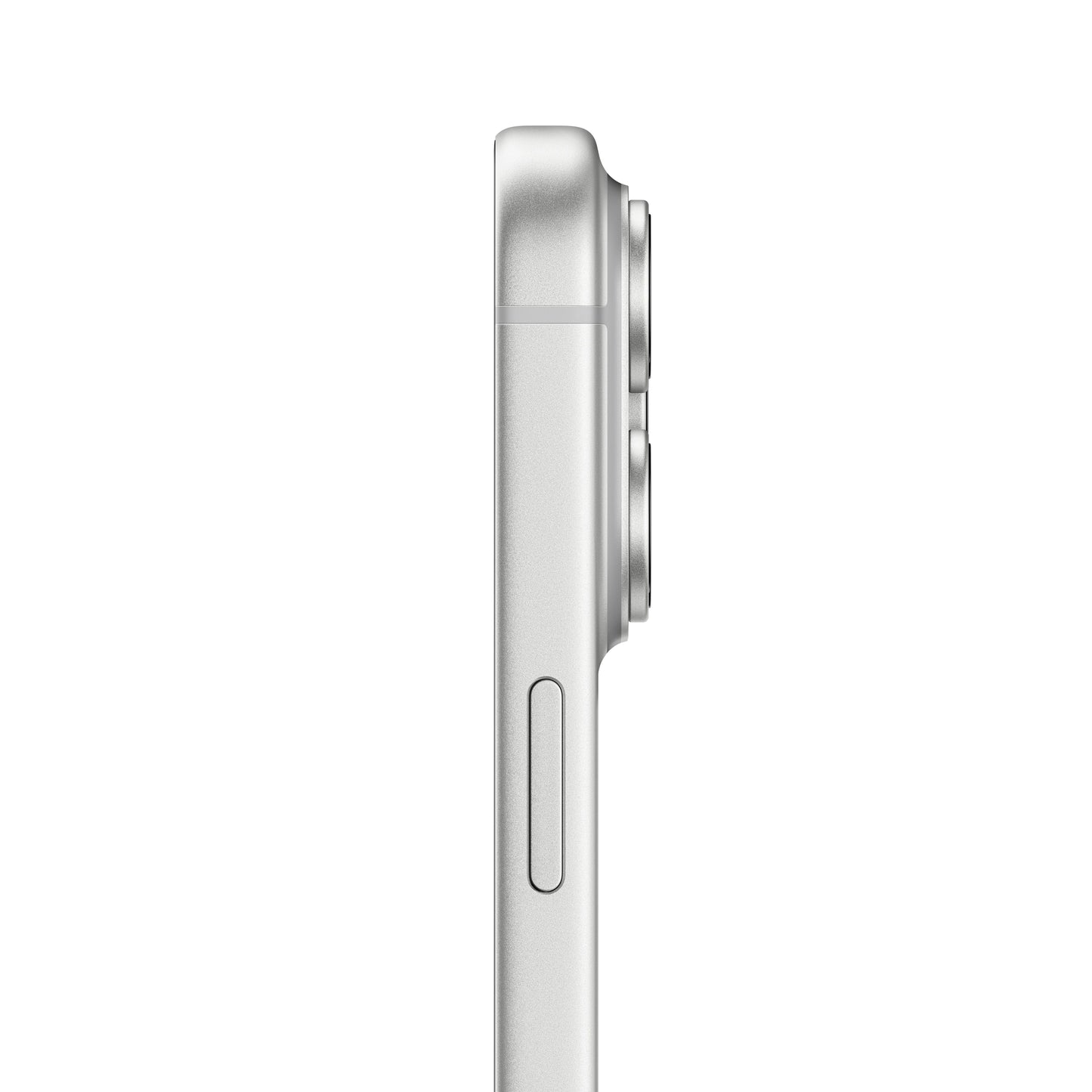 Side profile of iPhone 17 Pro Max in Silver showing slim design