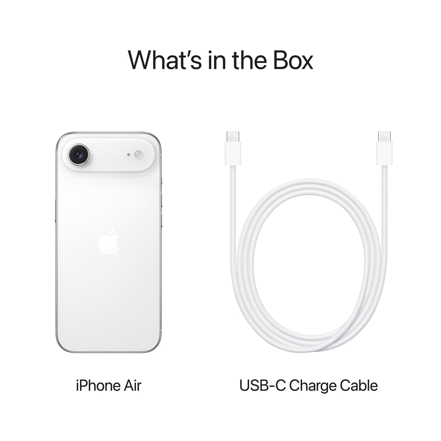 iPhone Air in Cloud White with USB-C charge cable included in the box