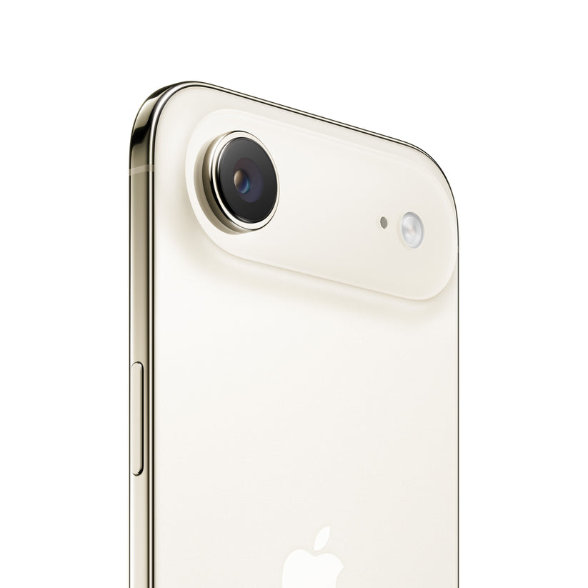 iPhone Air in Light Gold, close-up of rear camera and side button