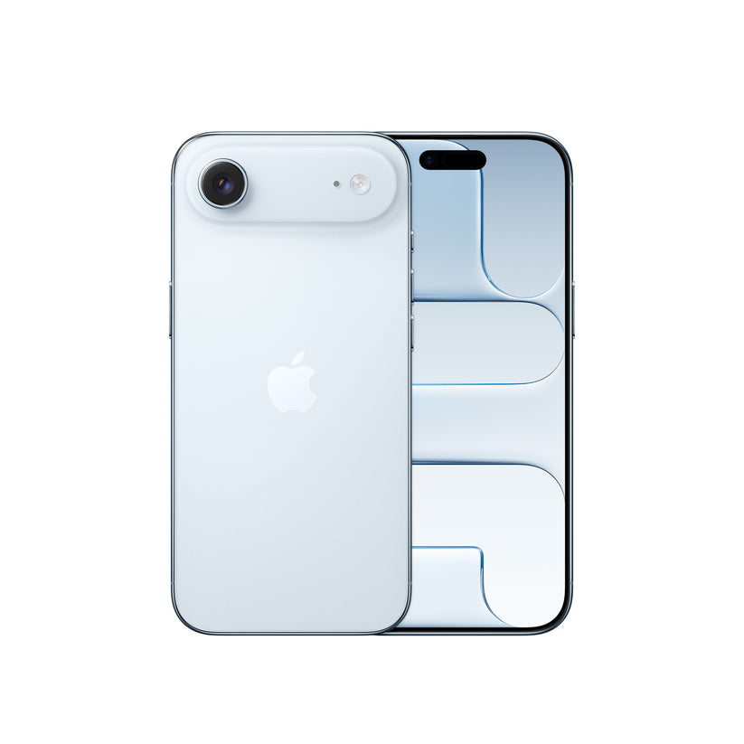 iPhone Air 256GB in Sky Blue, front and back view