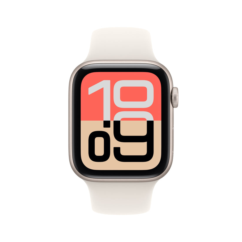 Apple Watch SE 3 40mm in Starlight Aluminium with Starlight Sport Band front display view