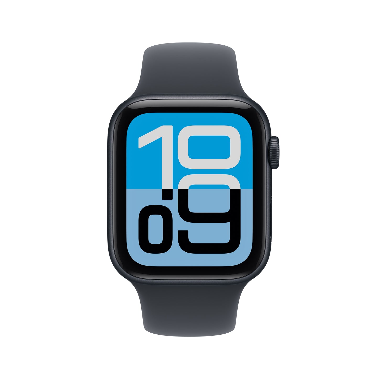 Apple Watch SE 3 44mm in Midnight Aluminium with Midnight Sport Band front display view