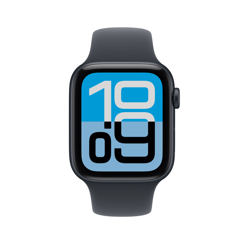 Apple Watch SE 3 44mm in Midnight Aluminium with Midnight Sport Band front display view