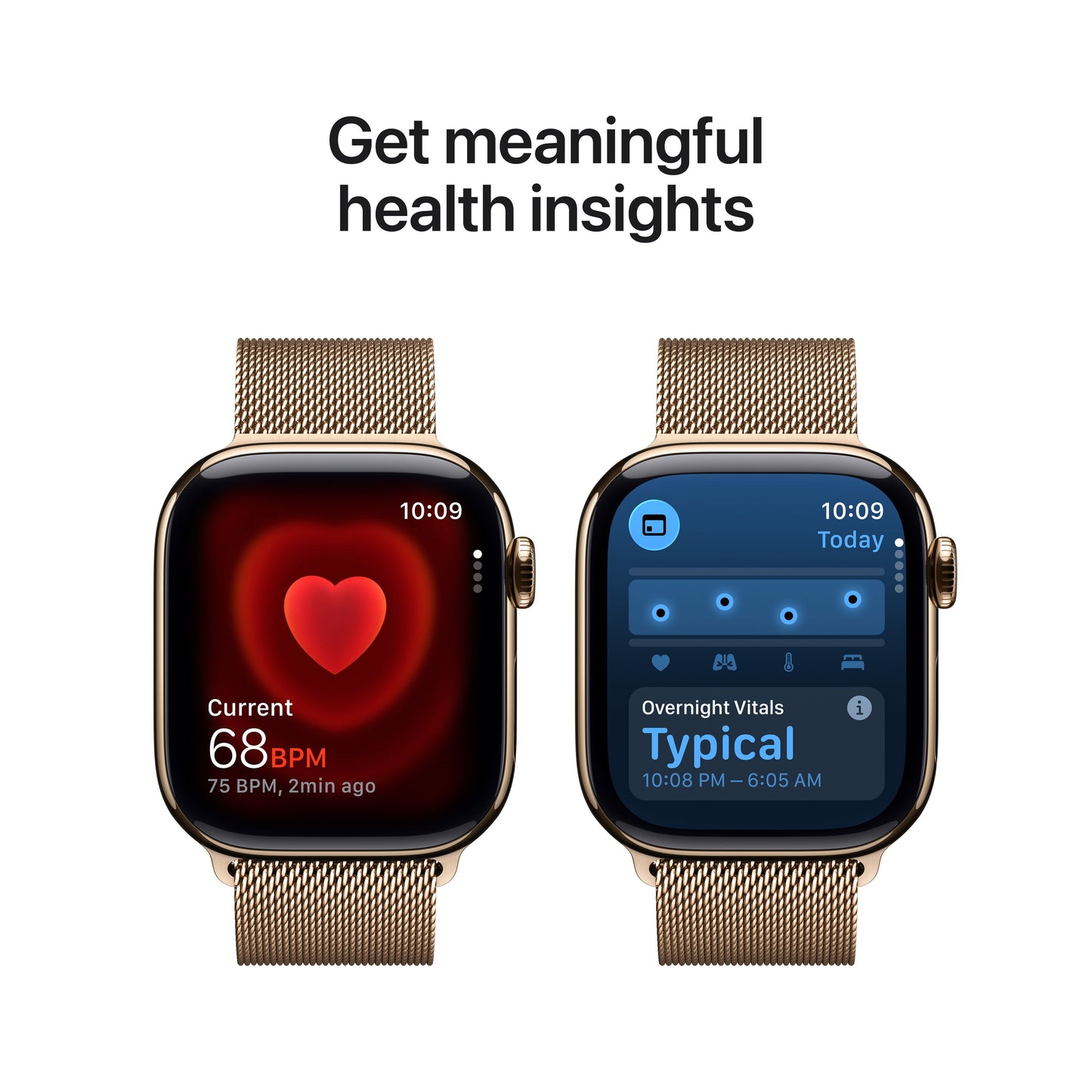 Apple Watch Series 11 showcasing real-time heart rate tracking and detailed health insights including Overnight Vitals