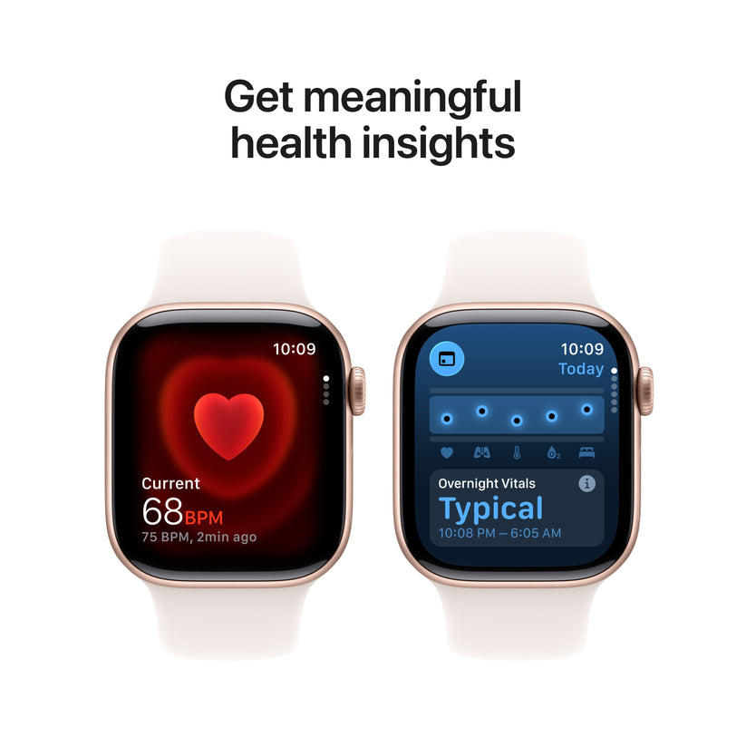 Apple Watch Series 11 showcasing real-time heart rate tracking and detailed health insights including Overnight Vitals
