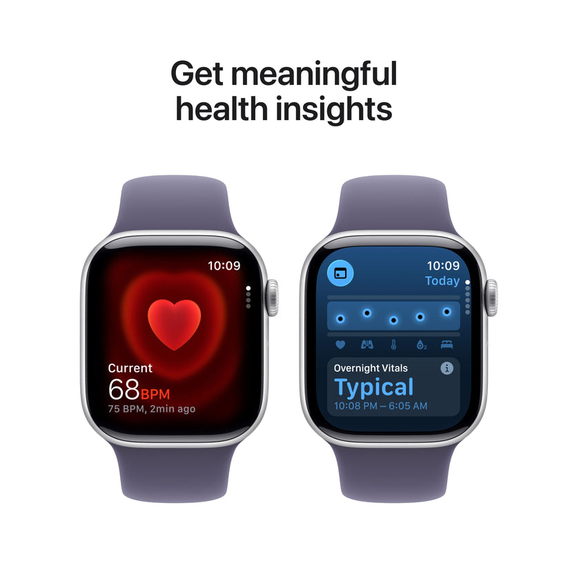 Apple Watch Series 11 showcasing real-time heart rate tracking and detailed health insights including Overnight Vitals