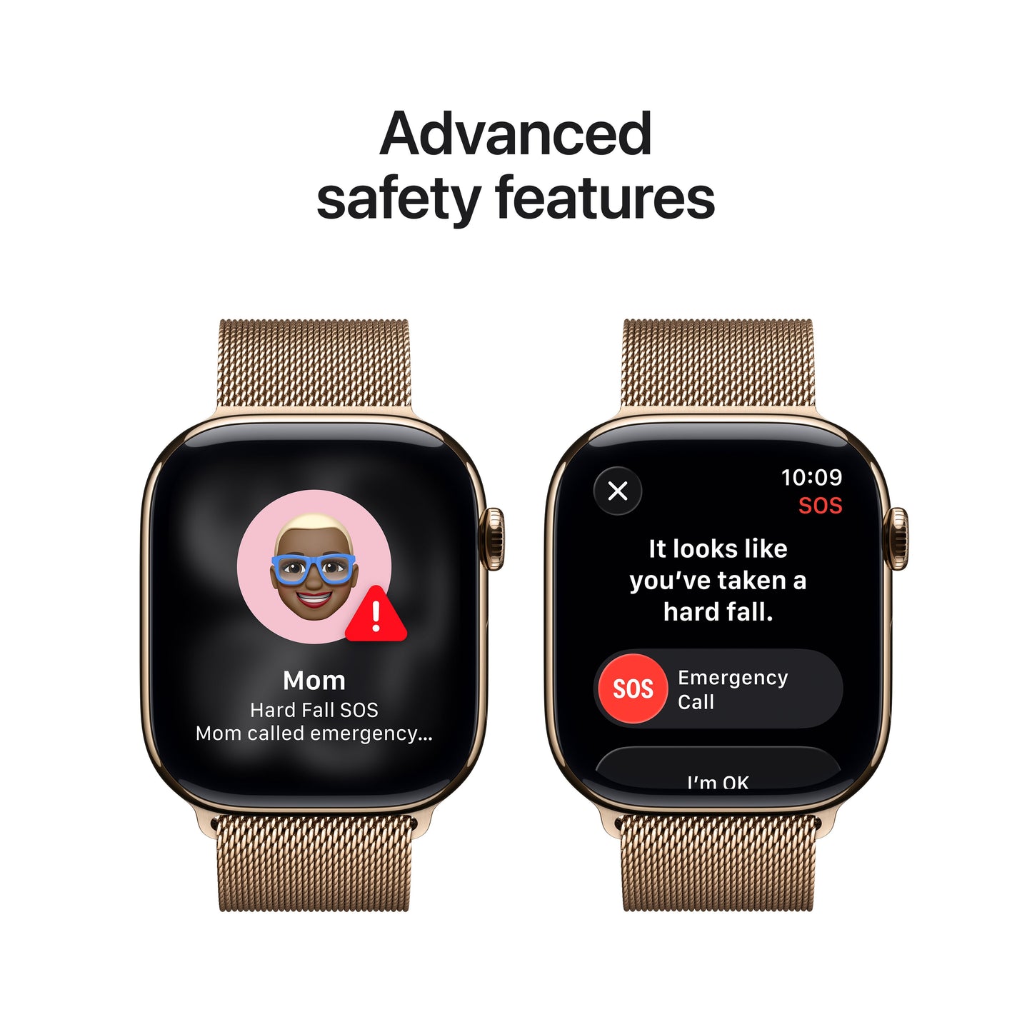 Apple Watch Series 11 showcasing advanced safety features including Fall Detection and Emergency SOS