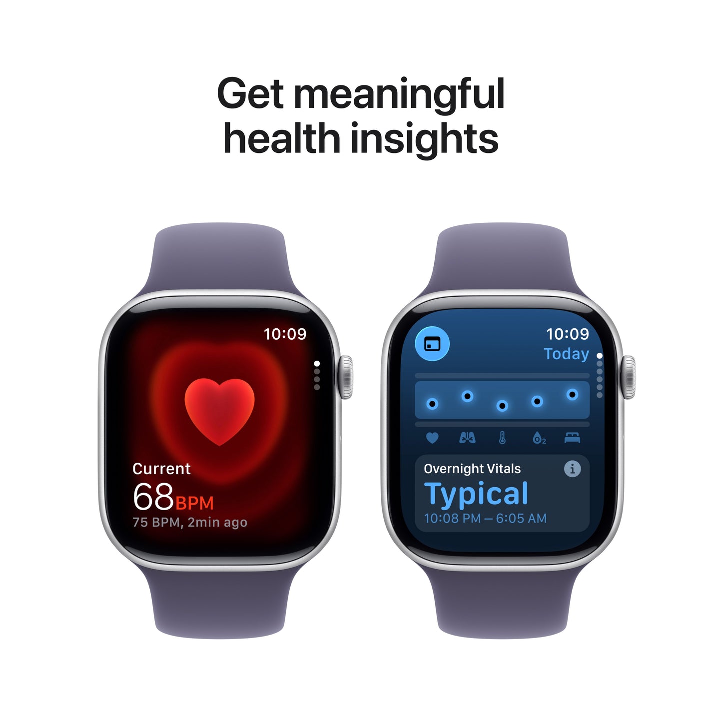 Apple Watch Series 11 showcasing real-time heart rate tracking and detailed health insights including Overnight Vitals