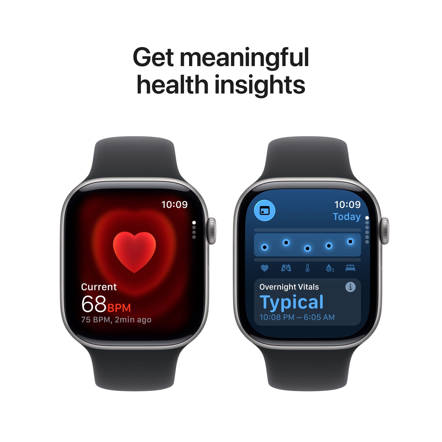 Apple Watch Series 11 showcasing real-time heart rate tracking and detailed health insights including Overnight Vitals