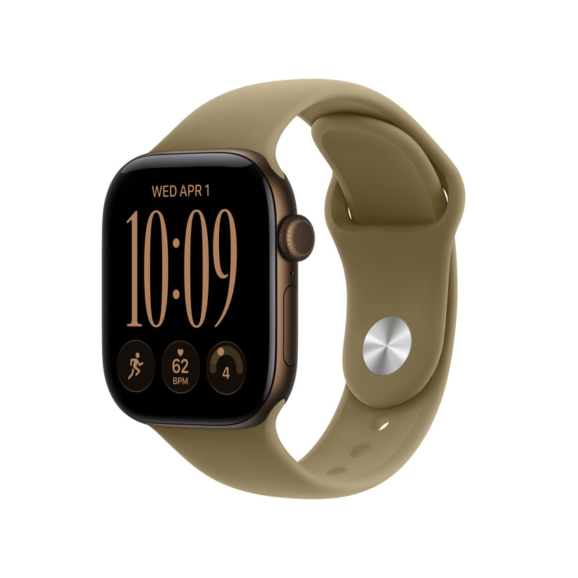 Apple_Watch_Series_12_42mm_GPS_Dark_Bronze_Aluminum_Sport_Band_Olive_PDP_Image_Position_1__CAEN