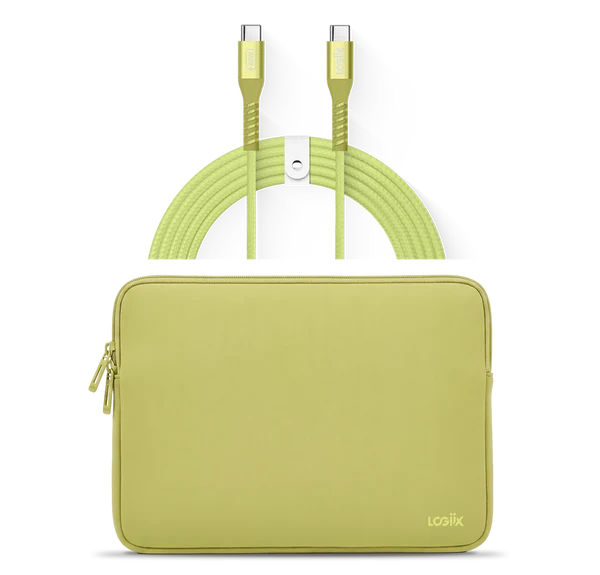 LOGiiX Vibrance Neo Sleeve Bundle with USB-C to USB-C Cable - Citrus