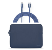 LOGiiX Vibrance Neo Sleeve Bundle with USB-C to USB-C Cable - Indigo