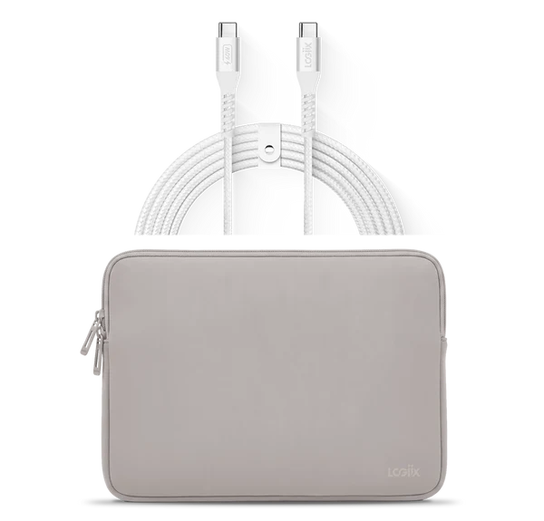 LOGiiX Vibrance Neo Sleeve Bundle with USB-C to USB-C Cable - Silver