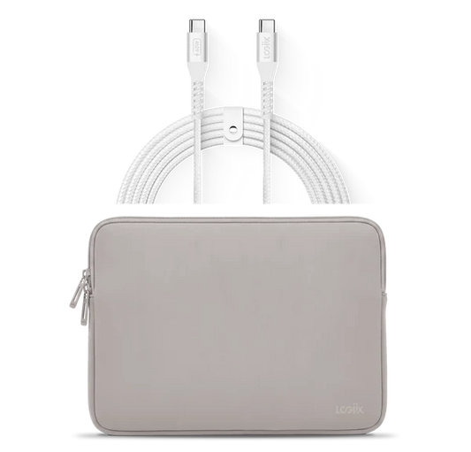 LOGiiX Vibrance Neo Sleeve Bundle with USB-C to USB-C Cable - Silver