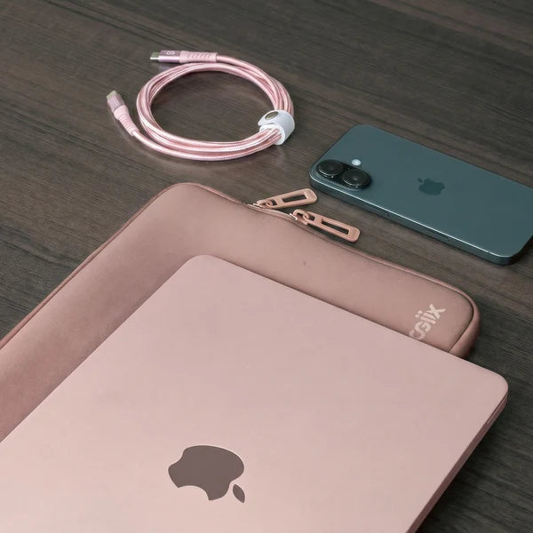 LOGiiX Vibrance Neo Sleeve Bundle with USB-C to USB-C Cable - Blush