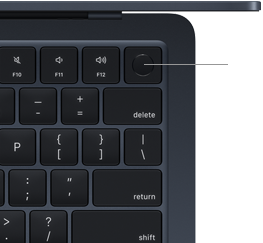 Capteur Touch ID situé dans le coin supérieur droit du clavier du MacBook Air