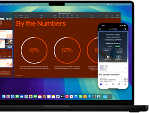 Démonstration du Miroitage d'iPhone, avec l'affichage de l'iPhone montré dans l'écran du MacBook Pro