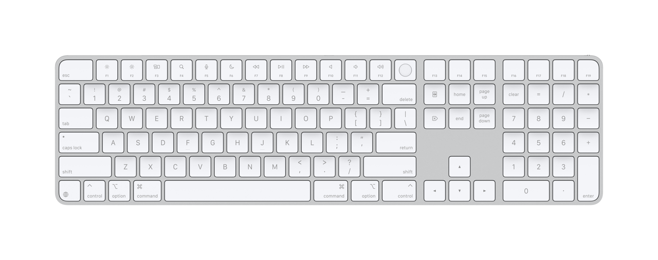 Magic Keyboard with Touch ID and Numeric Keypad for Mac models with Apple silicon (USB‑C) - US English - White Keys