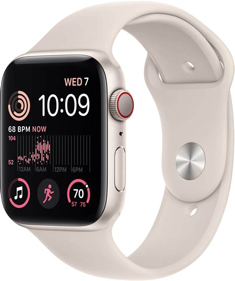 Apple Watch SE (2023) 44mm, GPS + Cellular, Starlight Aluminium Case with Starlight Sport Band (44mm)