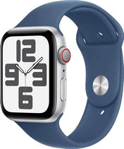 Apple Watch SE (2024) Argent Aluminium Case with Denim Sport Band