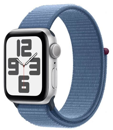 Apple Watch SE (2023) 44mm, GPS Silver Aluminium Case with Winter Blue Sport Loop (44mm)