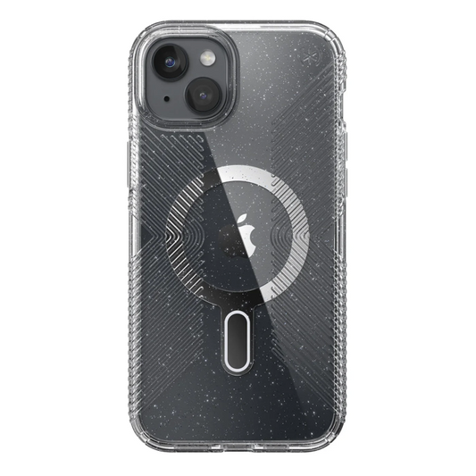 Speck Presidio Lux Case with ClickLock/MagSafe for iPhone 13/14/15/16e - Clear / Gold Glitter