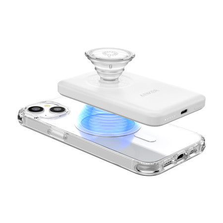 Anker MagGo with Pop Socket Wireless 7.5W 5000mAh Battery Pack - Clear