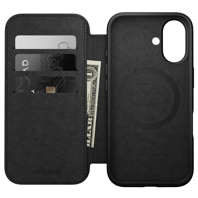 Nomad Modern Leather Folio Case with MagSafe for iPhone 17 Pro Max - Black
