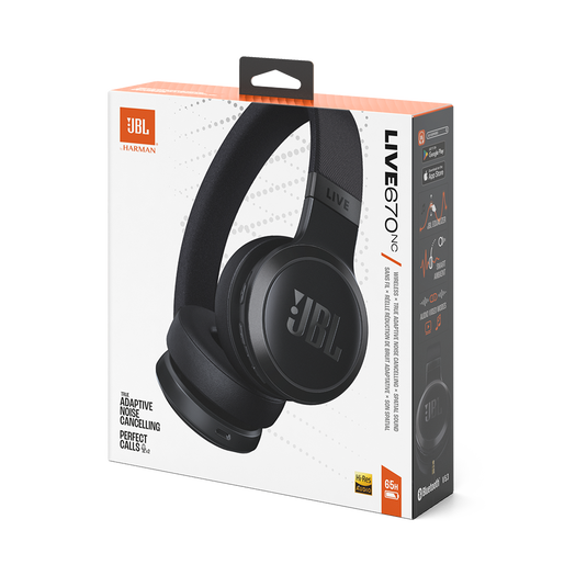 JBL Live 670NC Wireless On-Ear Noise Cancelling Headphones - Noir