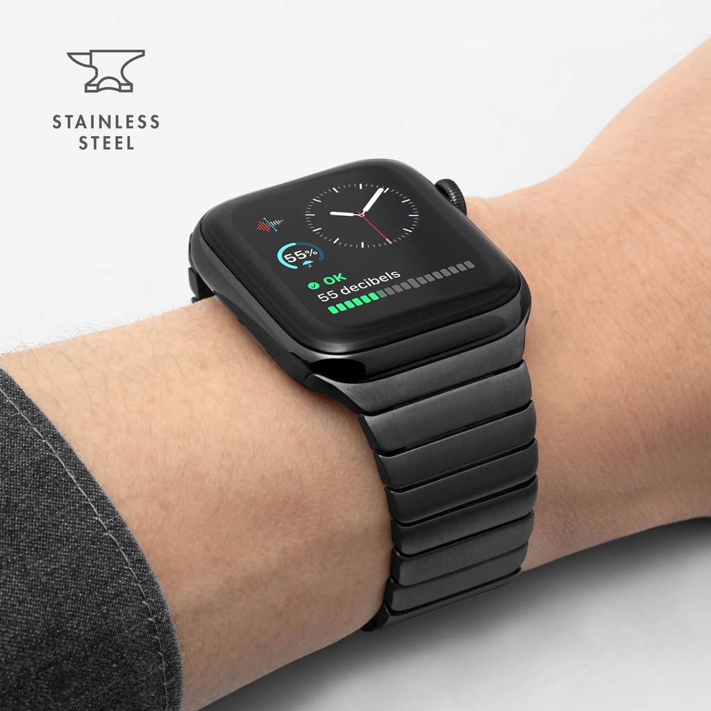 LAUT Links Stainless Steel Watch Band for Apple Watch 44mm/45mm/46mm/49mm - Argent (V2)